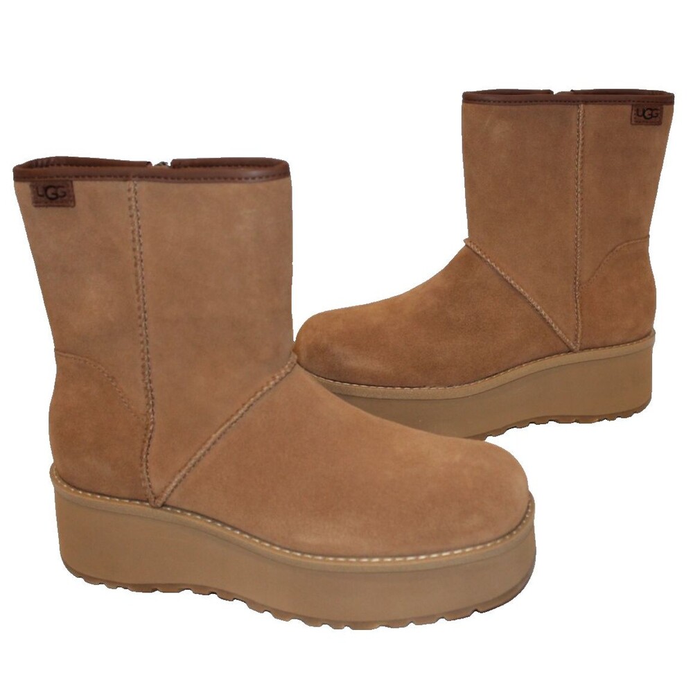 UGG CITYFUNC MID CHESTNUT LEATHER WATERPROOF ZIP WOMEN'S BOOTS SIZE NIB